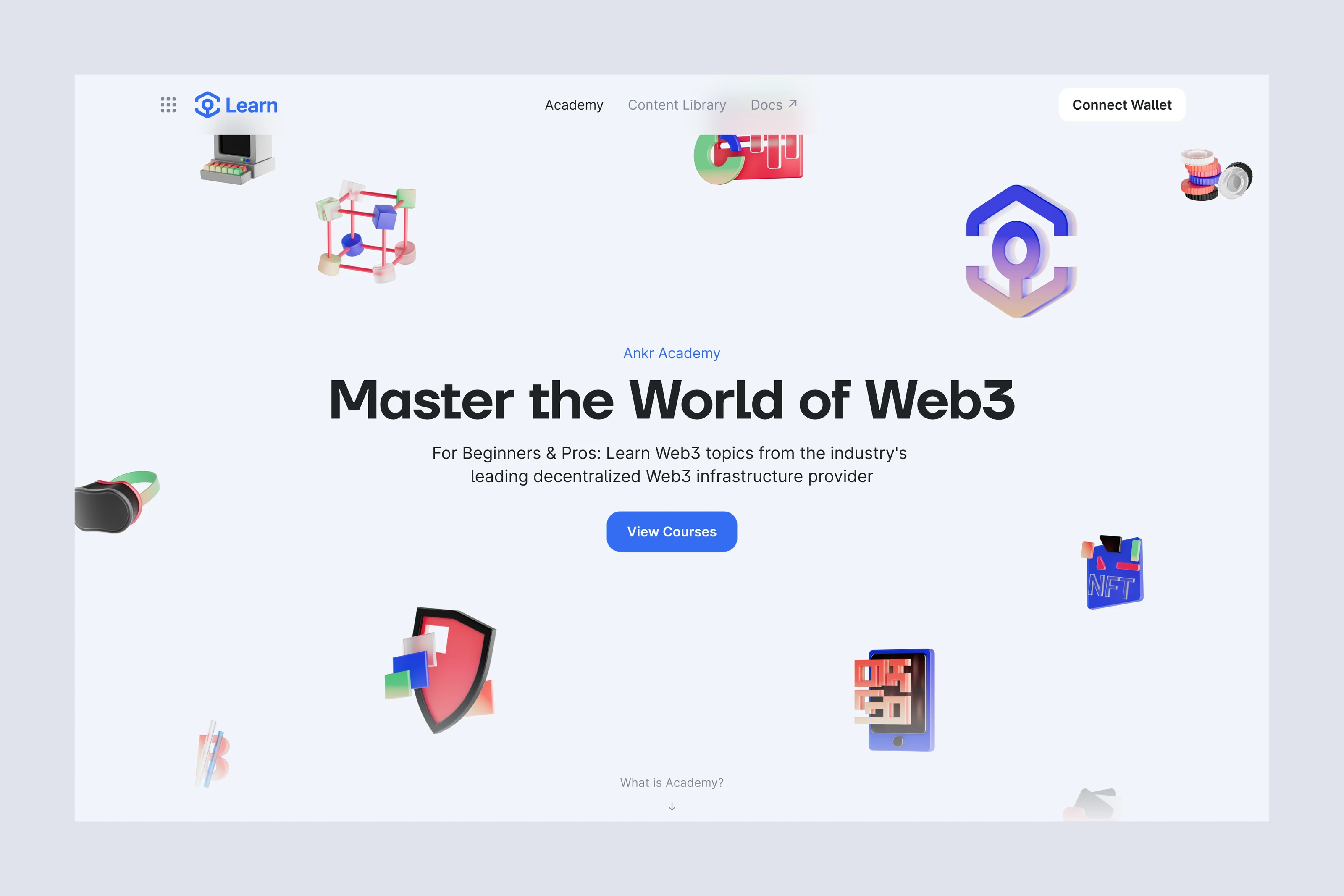 Ankr Learn website home page.