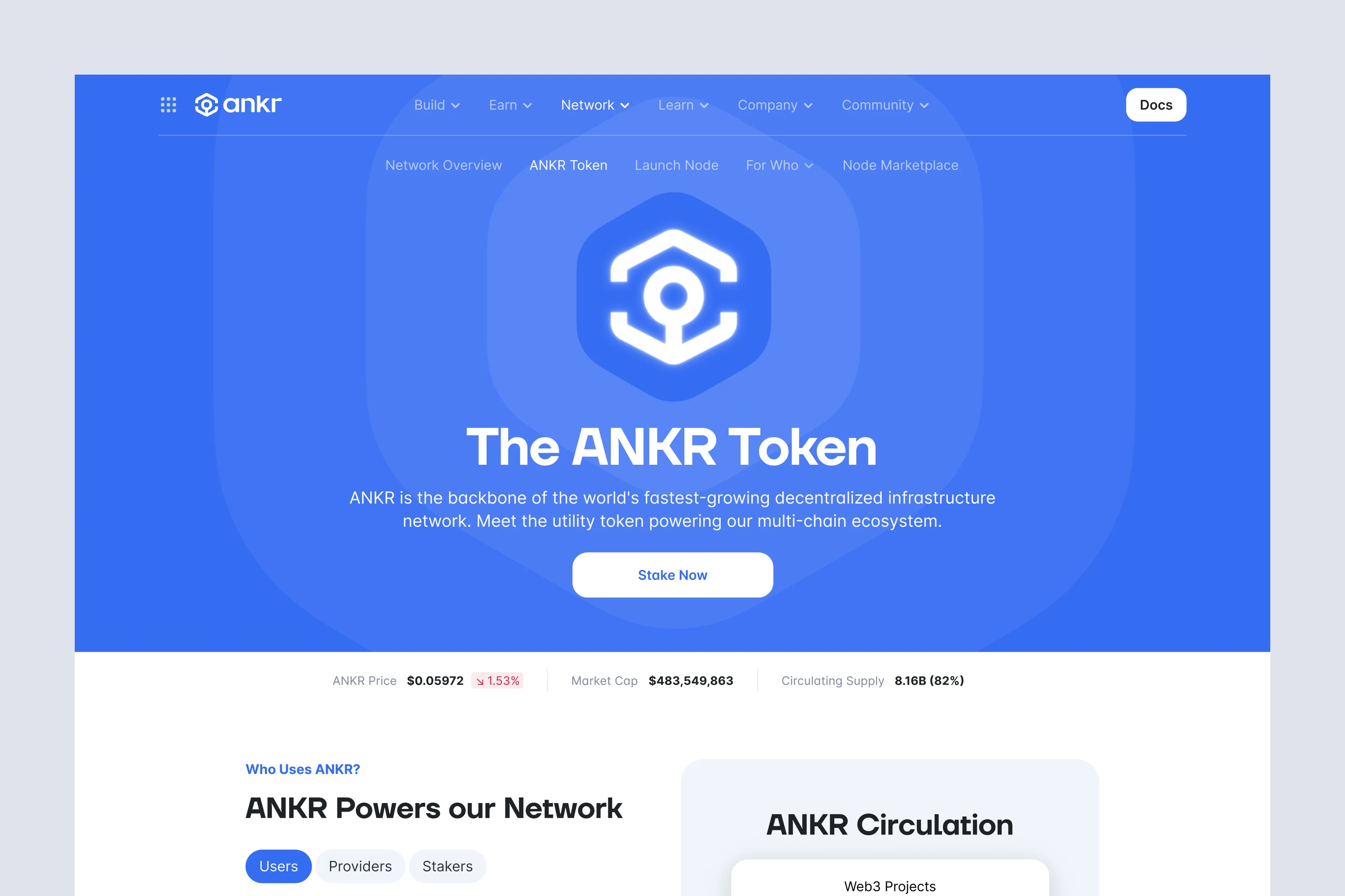 Ankr staking website.