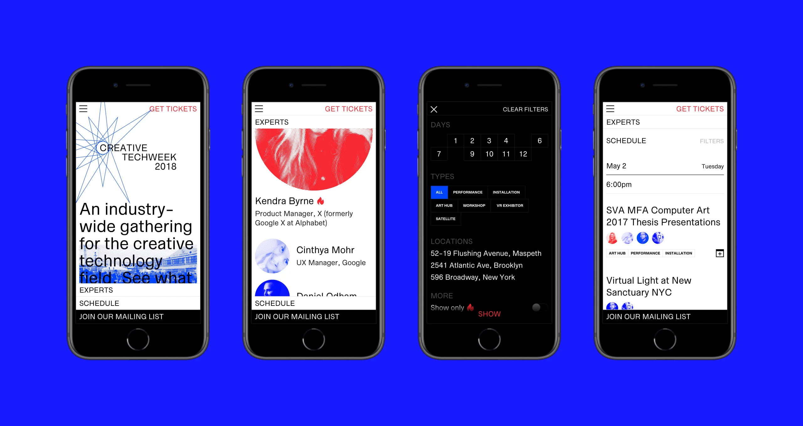 Creative Tech Week mobile website.