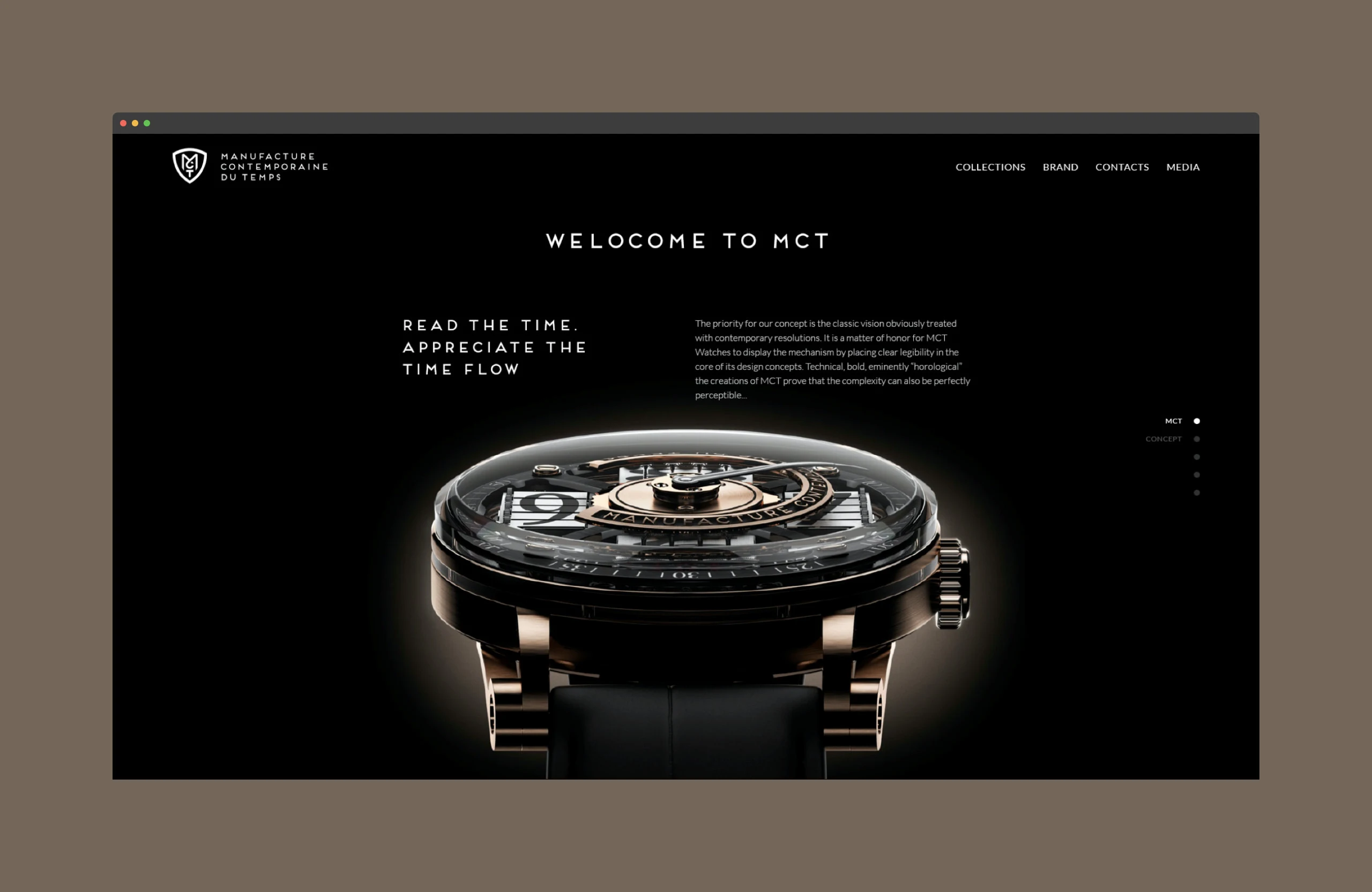 MCT Watches product website.