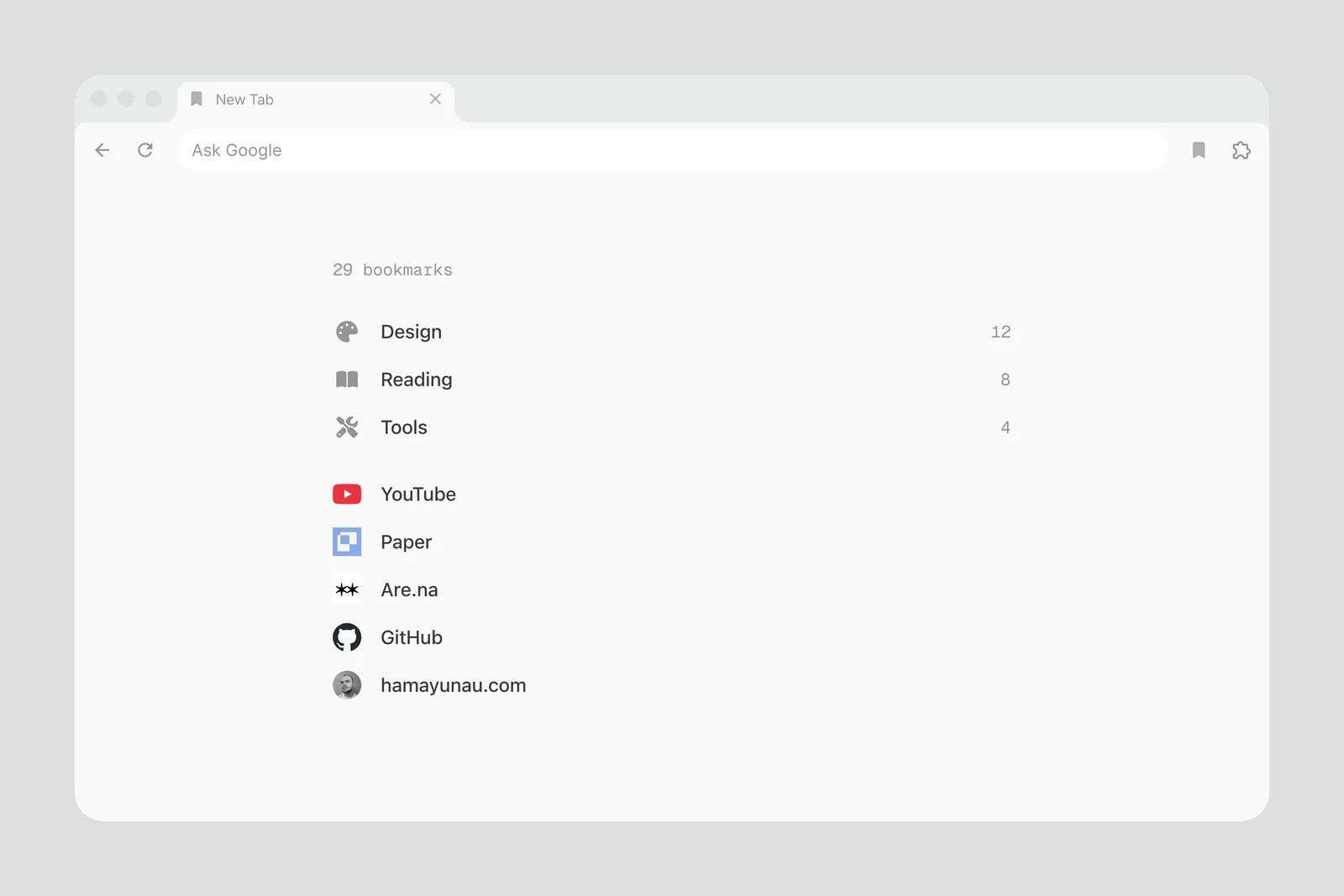 Better Bookmarks new tab with folders and saved links.