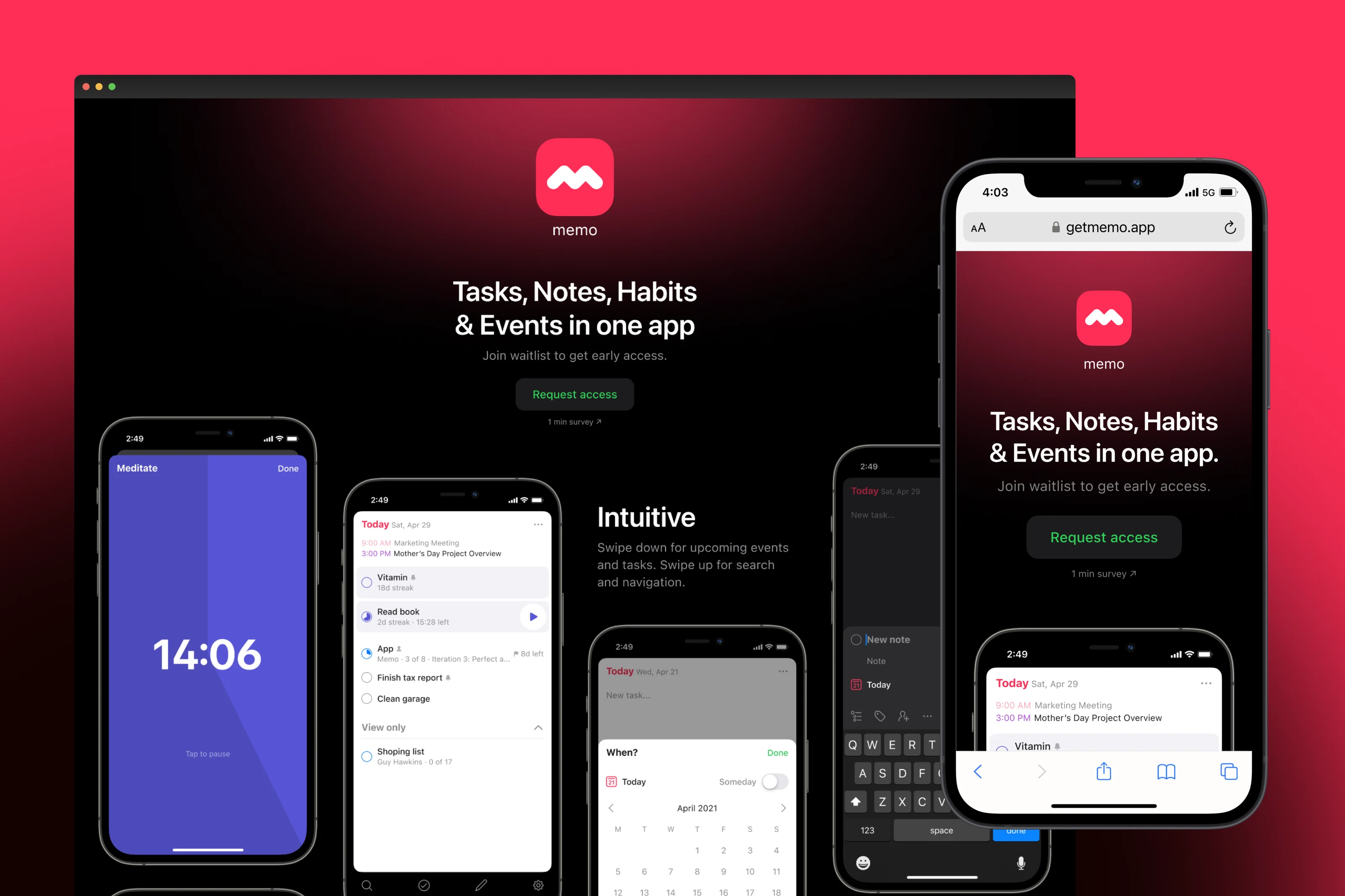 Memo landing page.