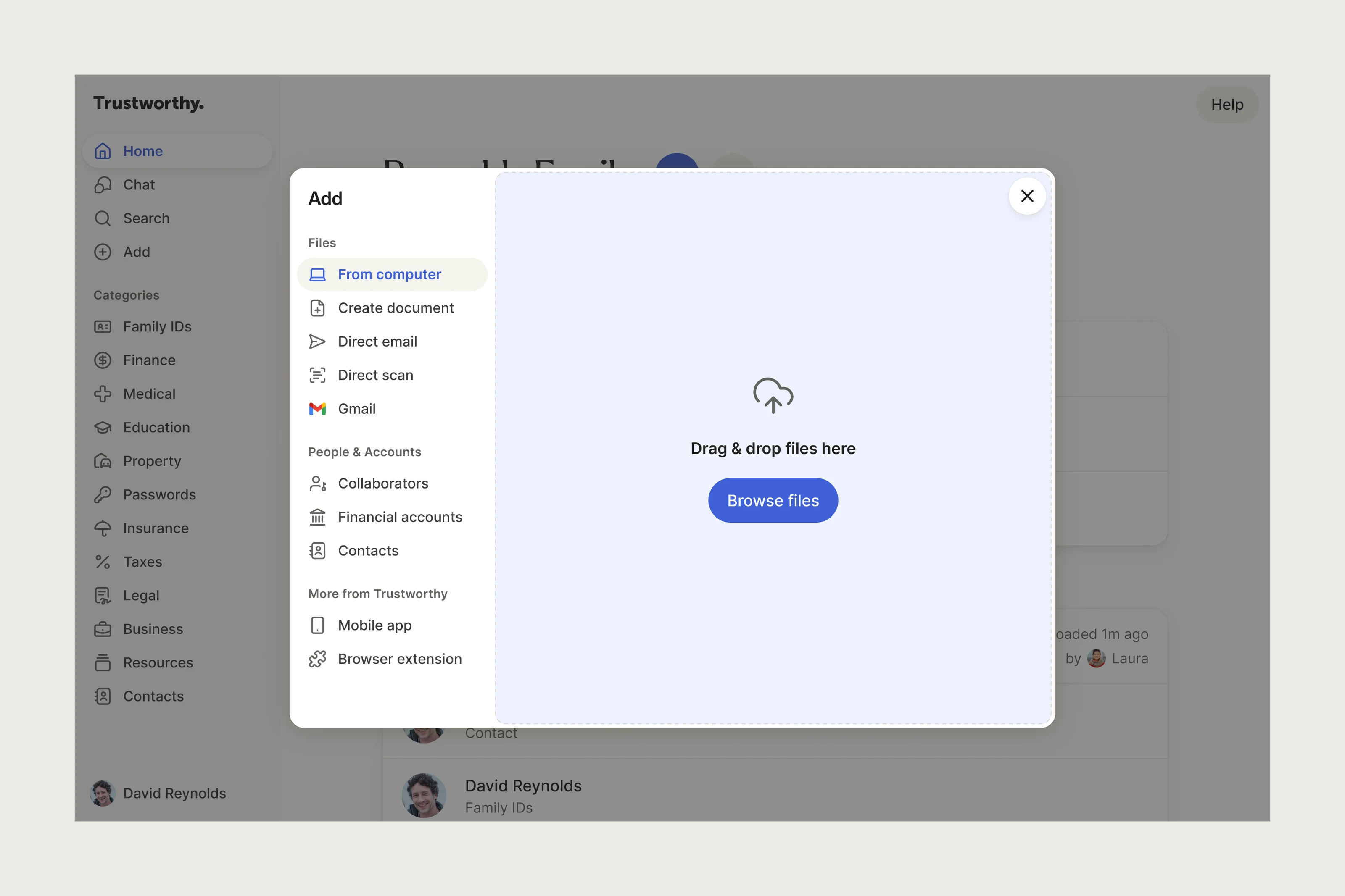 Trustworthy file upload dialog.