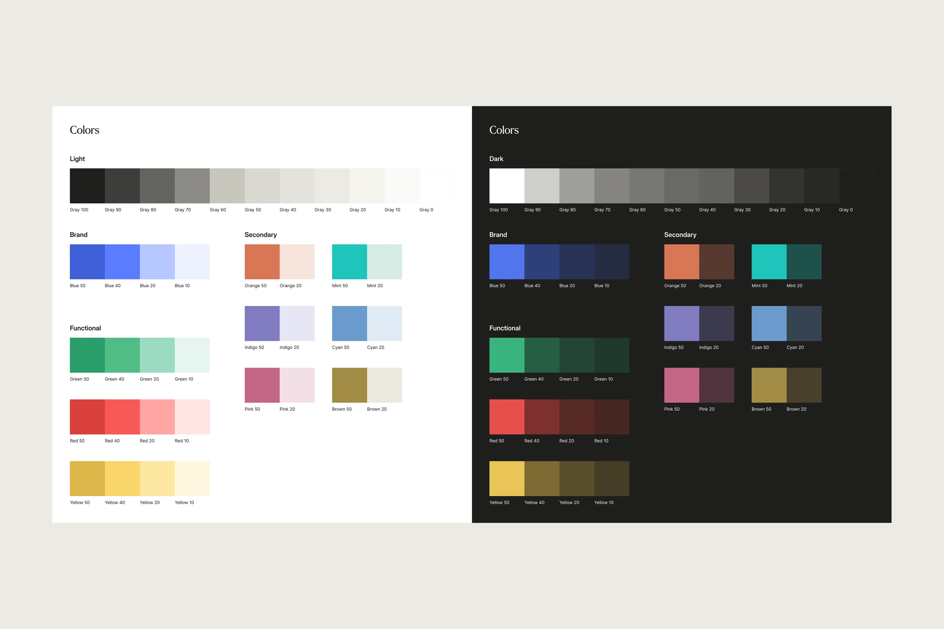 Trustworthy design-system colors for light and dark themes.